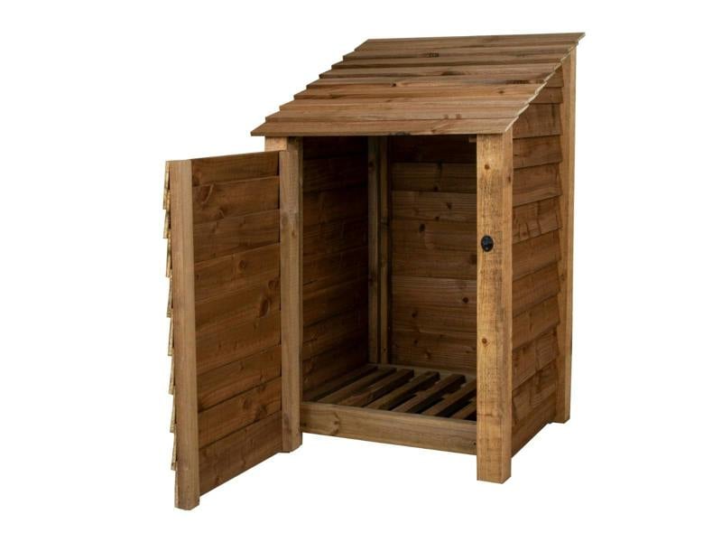 Arbor Garden Solutions Wooden Log Store with Door W-79cm, H-126cm or 180cm, D-88cm - Brown Finish