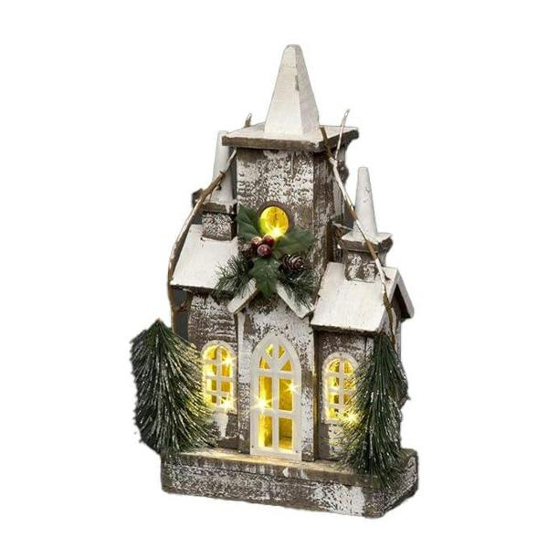 43cm Wooden Christmas House LED Tabletop Decoration with Warm White Lights image 5