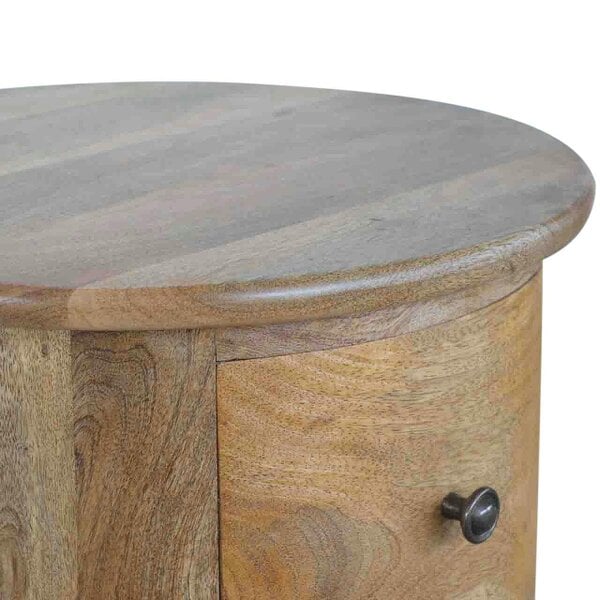 Wyld Haus Amalfi 3 Drawer Wooden Drum Bedside Table
