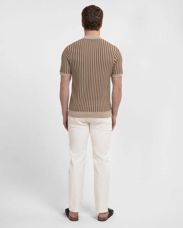 Steel & Jelly Grove - Textured Stripe Knitted Short Sleeve Shirt