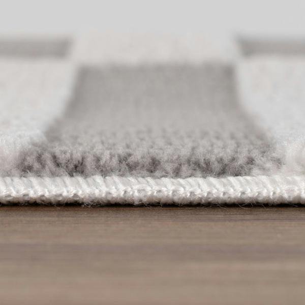 Loft Striped Grey Rug Textured Pile