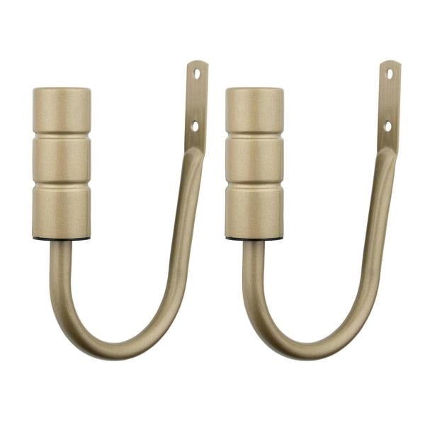 A.Unique Home Pair of Plain Barrel Metal Holdbacks (Pair of Holdbacks) - Matte Gold