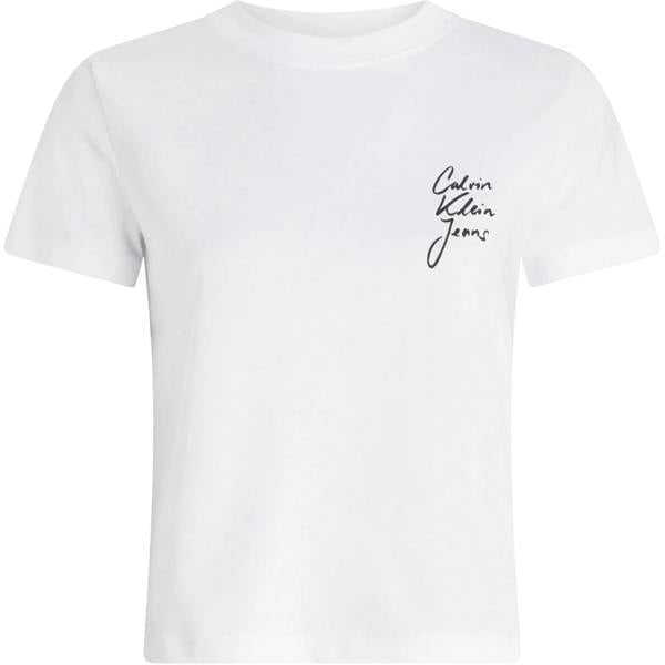 Calvin Klein Womens/Ladies Logo Crew Neck Regular Crop T-Shirt - Bright White - 