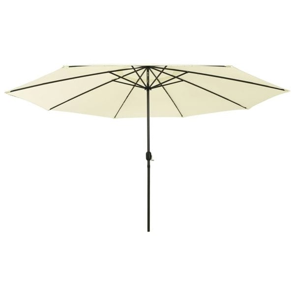 Berkfield Outdoor Parasol with LED Lights and Metal Pole 400 cm Sand