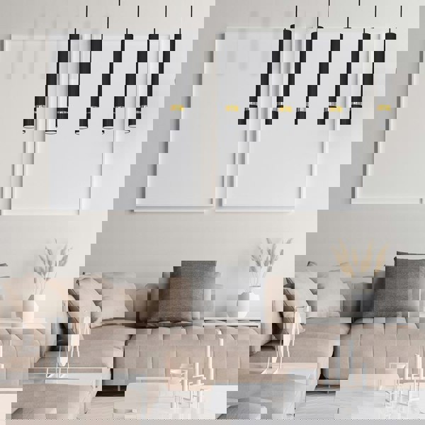 Milagro Joker Contemporary Pendant Lamp 5XGU10 Hand Made Cylindrical Style Light Finished in Matt Black With Striking Gold Detail