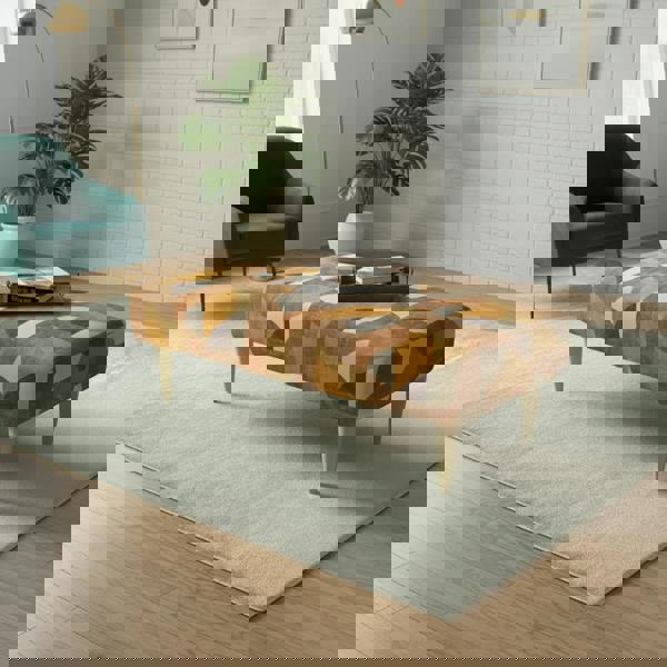 Modern handcrafted ottoman with durable solid wood frame