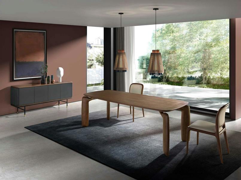Angel Cerdá Sideboard in Dark Grey Wood, Black Steel and Walnut Top 3264