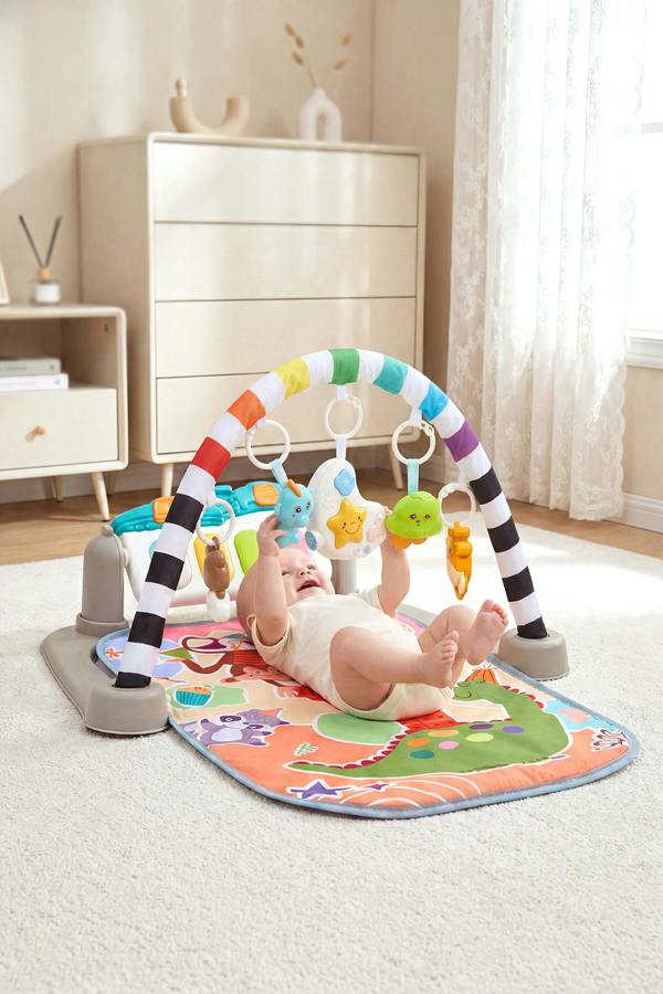 Interactive Baby Gym with Musical Keyboard and Hanging Toys