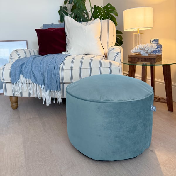 rucomfy Velvet Pouffe - Indoor Bean Bag Footstool