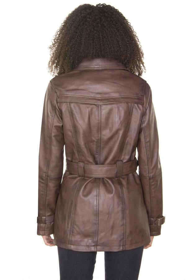 Infinity Leather Womens Nappa Leather Trench Coat-Mosul
