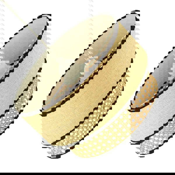 Modern Double Tier Real Natural Rattan Pendant Shade with Black Trims Image 3