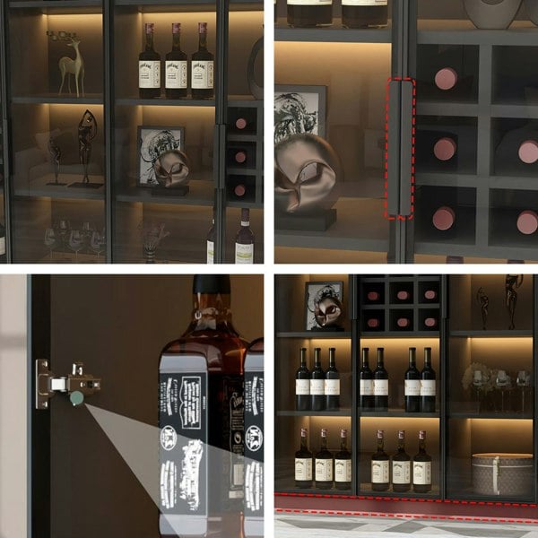 Hampshire I Wine Cabinet, Wine Storage With Glass Doors & Lights with sink cabinet