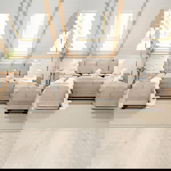 Furnishings For Less Zura Plush Velvet Large U Shaped 4 - 5 Seater Sofa  | Cream, Grey or Mocha