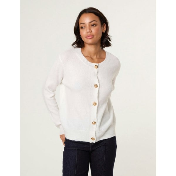 Blue Vanilla Gold Flower Buttons Cardigan