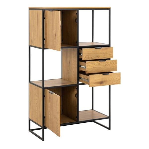Furniture To Go Swindon Bookcase with 2 Doors, 3 drawers and 1 Shelves in Black