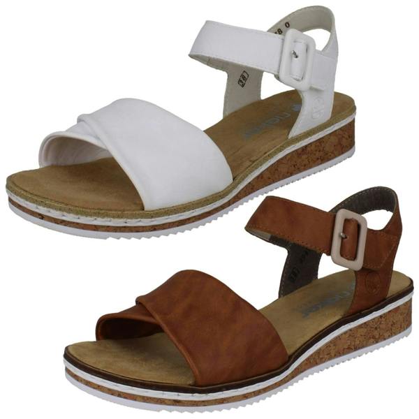 Rieker Ladies Rieker Strappy Crossover Wedge Sandals V3691