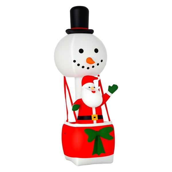 HOMCOM 8ft Christmas Inflatable Santa Claus on Snowman Hot Air Balloon w/ Light