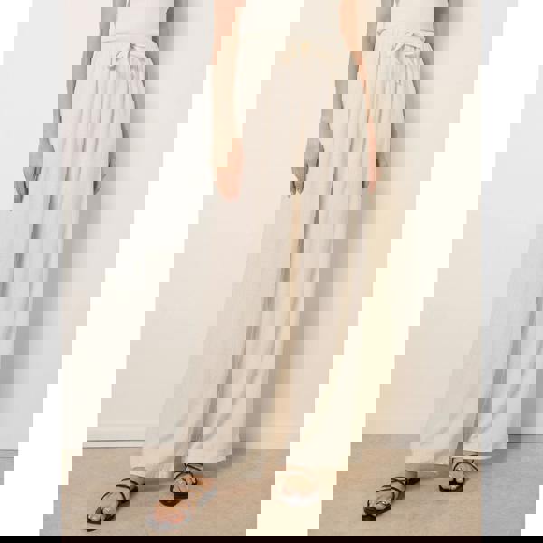 Blue Vanilla Linen-Blend Drawstring Trousers