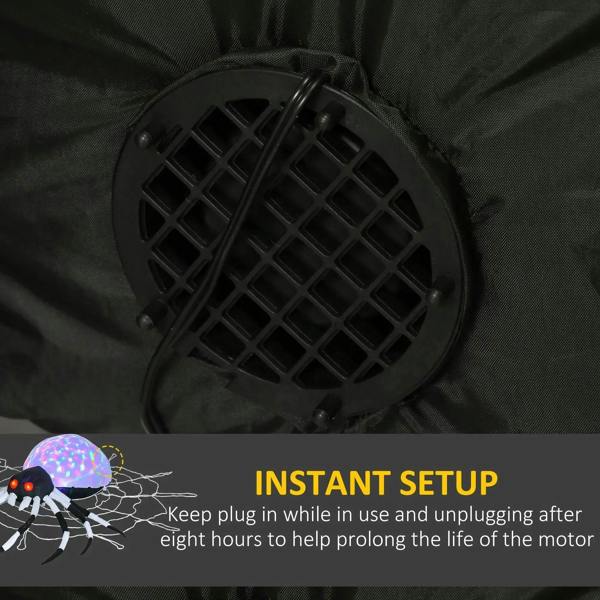 Inflatable spider air vent/plug panel on black fabric housing