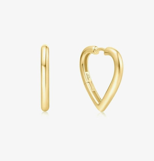 Ania Haie Sunny Sparkler 14ct Gold Plated Heart Hoop Earrings E064-03G