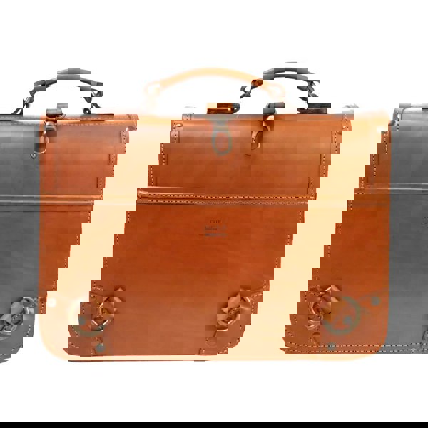Leather Briefcase in Cuoio Brown