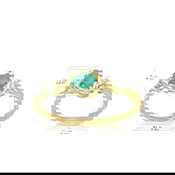 Gemondo Classic Pear Emerald & Diamond Ring In 9ct Yellow Gold