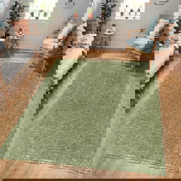 Livabliss Cloudy Shag-Solid Color Green Plush Soft Pile Rug