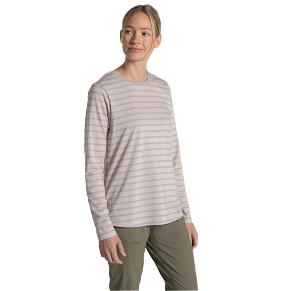 Craghoppers Womens/Ladies Akona Striped Nosilife Long-Sleeved T-Shirt - Oyster - 