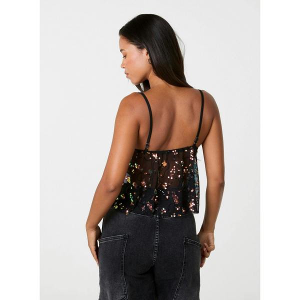 Pink Vanilla Hanky Mesh Sequin Babydoll Top