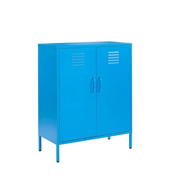 MMT Furniture Designs Blue Metal 2 Door Sideboard, Drink Cabinets, Industrial Storage Cabinet