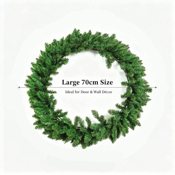 70cm Large Artificial Christmas Wreath for Front Door, Bushy Green Pine Style Decoration image 9