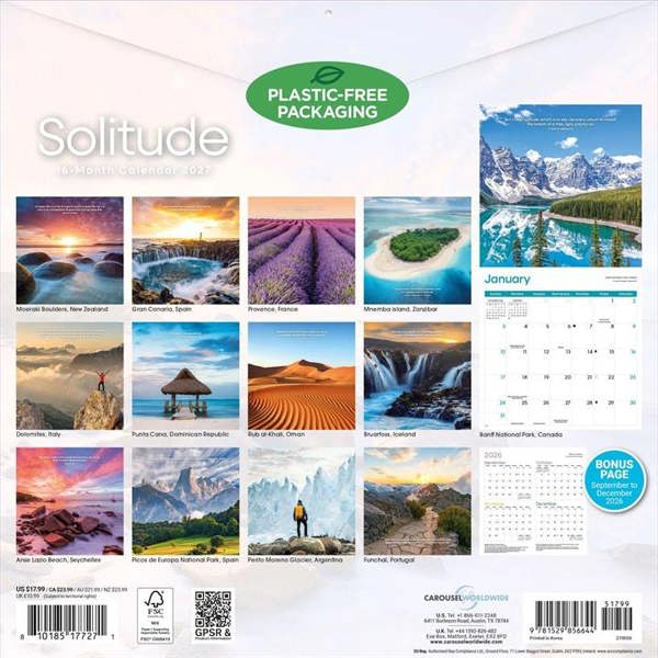 Solitude Calendar 2027, Wall Calendars, Month To View, Lifestyle, Gift