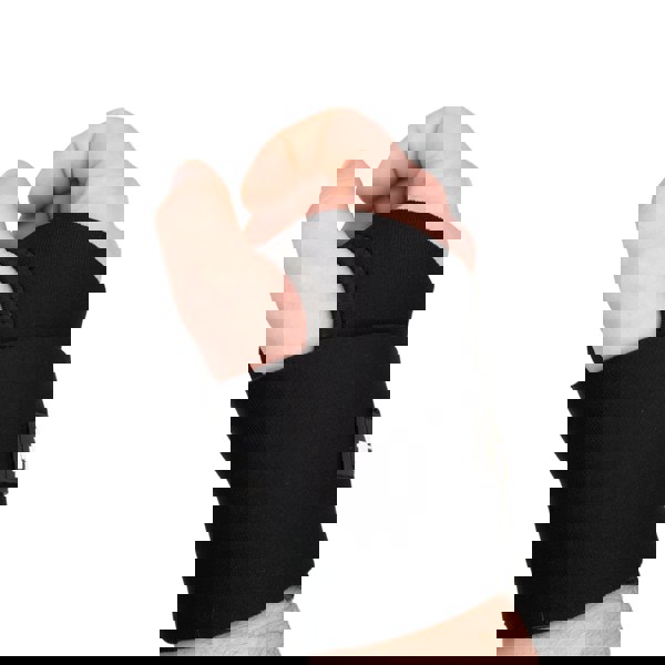 Wearing the York Barbell Adjustable Wrist and Thumb Support