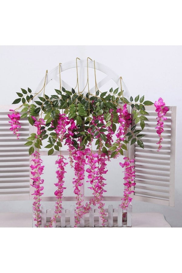 Living and Home 12 Pcs Hanging Artificial Wisteria Vine for Wedding Decoration