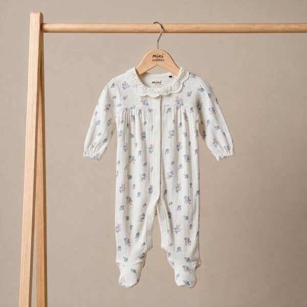 Mini Cuddles Floral-Print Sleepsuit (White)