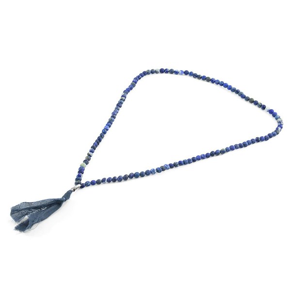 Anchor & Crew Blue Sodalite Luke Silver, Stone and Cotton Voile SKINNY Necklace x Wrap Bracelet