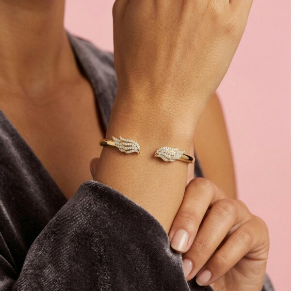 BLOOMTINE Angel Wing Chunky Sterling Silver Bangle