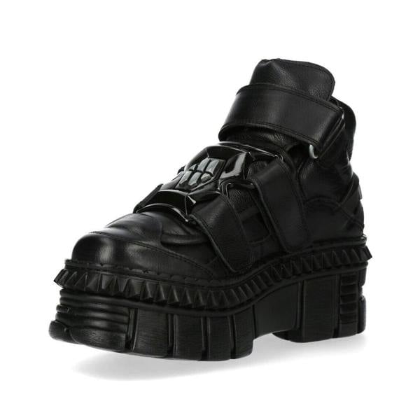 New Rock Metallic Ankle Leather Boots-WALL285-S3