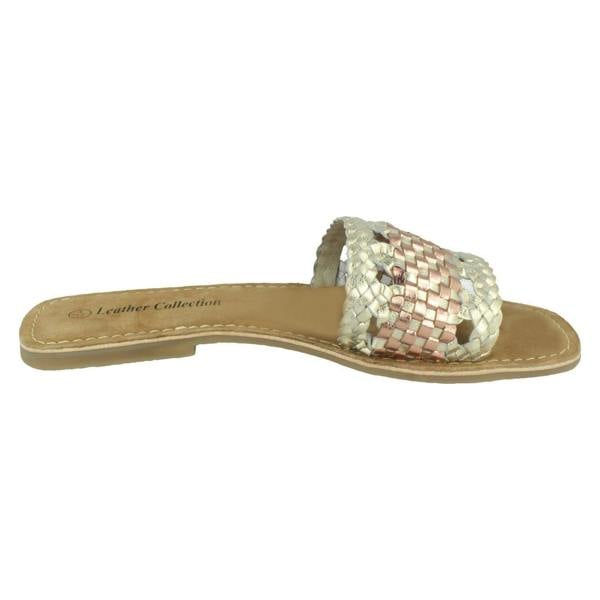 Leather Collection Ladies Leather Collection Flat Weave Mules F00272