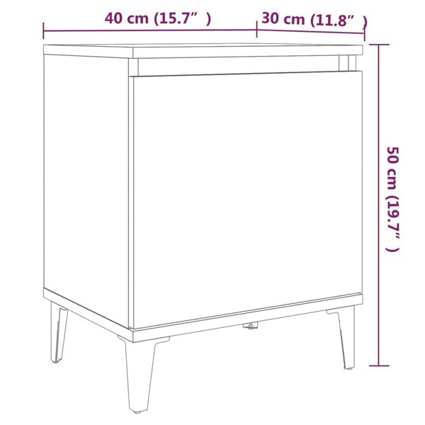Berkfield Bed Cabinets with Metal Legs 2 pcs Smoked Oak 40x30x50 cm