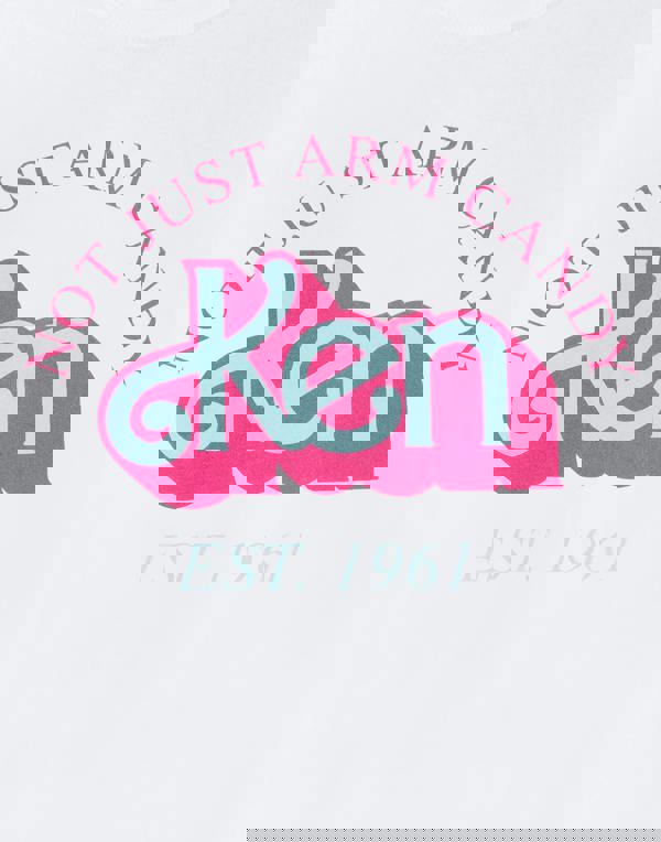 Barbie Mens White Ken Arm Candy Retro Short Sleeved T-Shirt