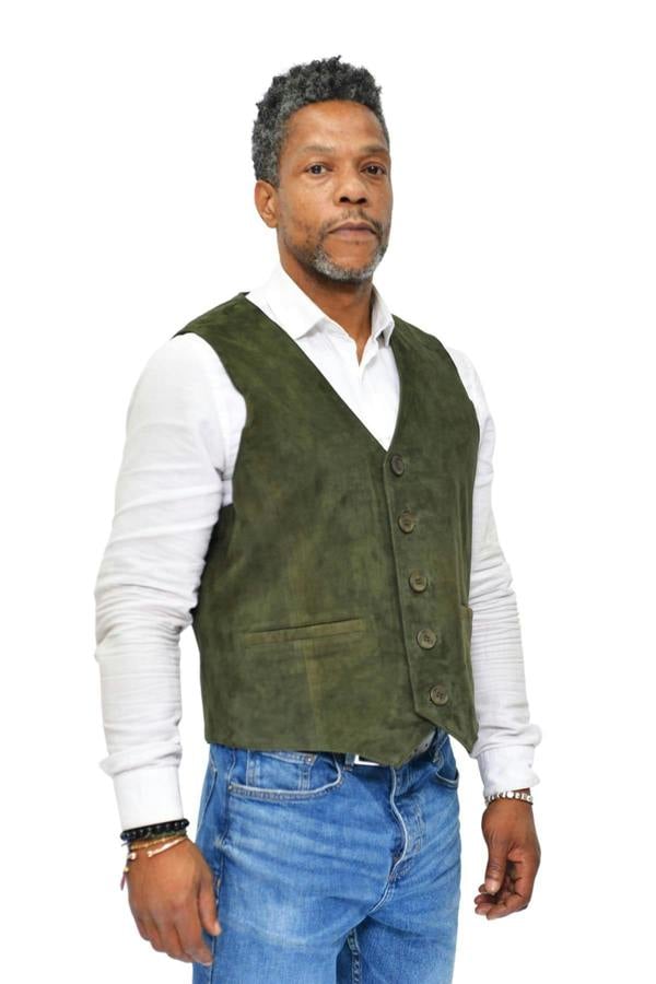 Infinity Leather Mens Classic Goat Suede Leather Waistcoat-Norwich