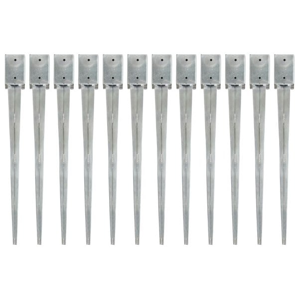 Berkfield Ground Spikes 12 pcs Silver 9x9x90 cm Galvanised Steel