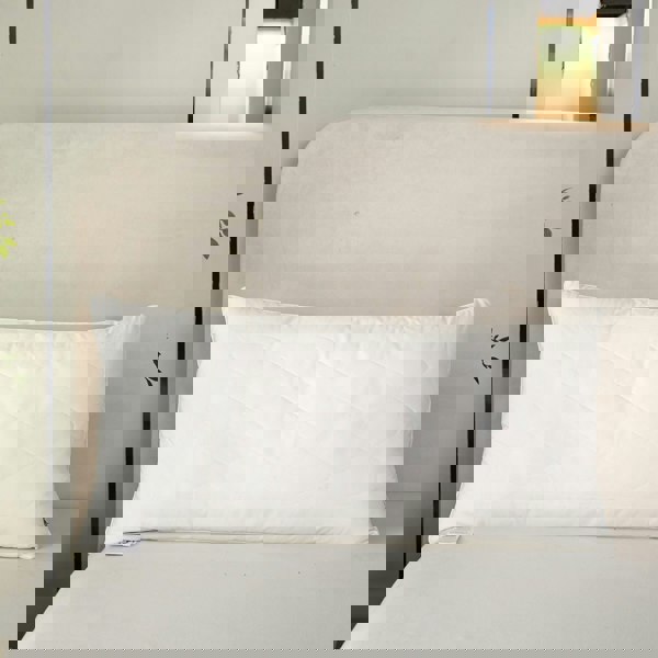 HOMESCAPES Premium Wool King Size Pillow with Quilted Case, 19 x 35"