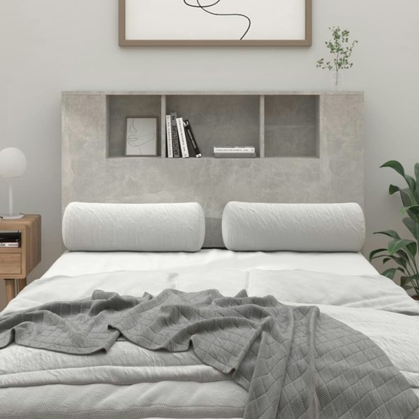 Berkfield Headboard Cabinet Concrete Grey 120x18.5x104.5 cm