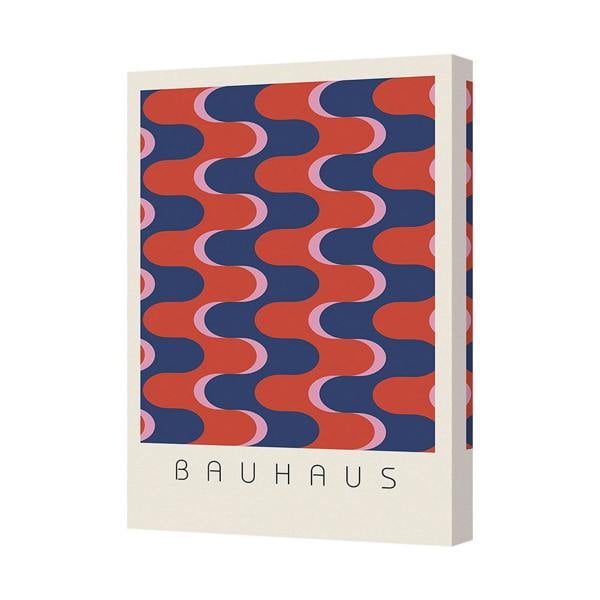 Benjamin Tate Design Bauhaus Style Abstract Canvas Print With Wavy Red Blue Pink Design