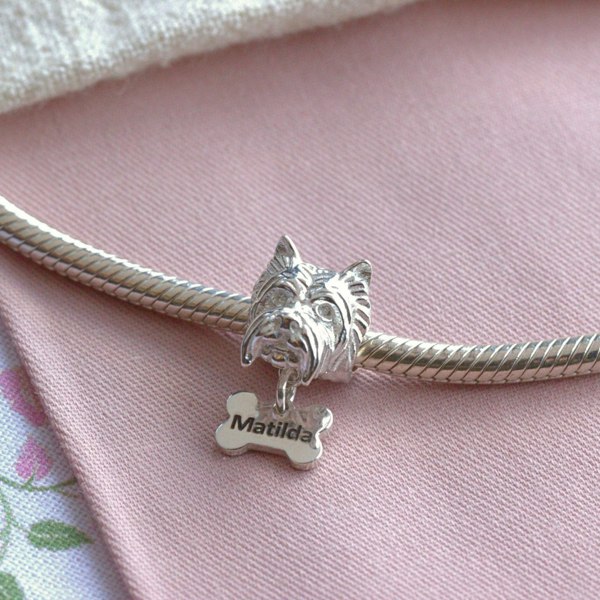 Mylee London Westie Head Silver Charm Bead - Personalised
