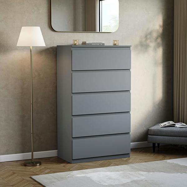 Vida Designs Denver 5 Drawer Chest, Black