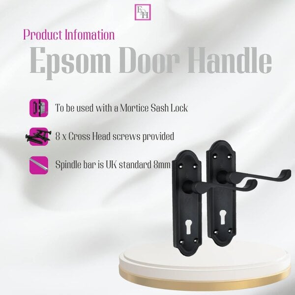 EDH Door Hardware Askworth Door Handle Set – Matt Black Internal Lock Door Handles 170mm x 48mm