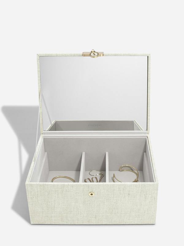 Luxury Classic Jewellery Box - Oatmeal & Linen - 76391